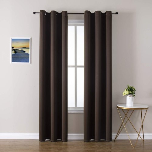 ChrisDowa Blackout Curtains - Thermal Insulated Room Darkening Panels for Bedroom & Living Room | Brown, 42W x 84L