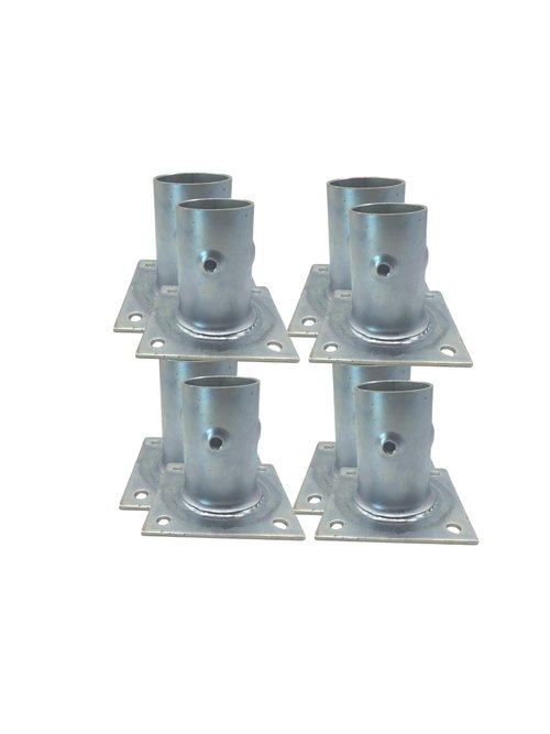 Generic Galvanized Steel Flange for 1-5/8 OD Tubing (8 Pack) (Perfect for Mounting Stainless Worktables, Equipment Stands, and Kitchen Equipment Legs, 4x3.5, Grey