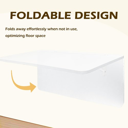 koretech Laundry Folding Table, 32'' x 16'' Wooden Wall Mount Desk, Laundry Table for Folding Clothes, White, 32'' Length