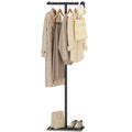 GUOHNHE T-shaped Coat Rack Freestanding, Modern Clothes Rack with Rock Slab Base, Heavy-duty Metal Coat Tree for Boutiques, Hallway, Entryway, 68.9 Inches High, Black, GYJ001B