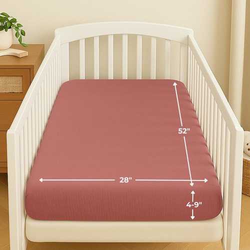 Nora's Nursery Muslin Crib Sheets - 100% Organic Cotton Crib Sheets - Fits Standard Crib and Toddler Bed Mattress Size - Breathable & Fitted Crib Sheet for Baby Girl & Boy - Rose