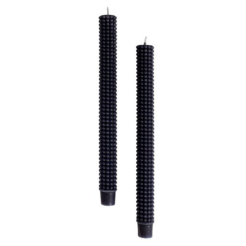 Creative Co-Op Hobnail Taper Candles in Box, Navy Blue, Set of 2