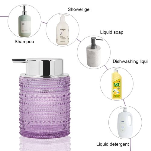 Tonxus Purple Bathroom Accessory Set, Glass Foam Soap Dispenser and Toothbrush Holder Set, Bathroom Soap and Toothbrush Holder Set, Glass Foaming Hand Soap Dispenser for Countertop Decor