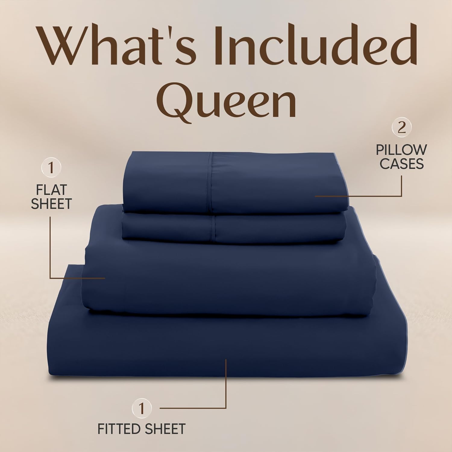 Utopia Bedding Queen Size Sheet Set - Soft, Breathable Microfiber - 4 Pieces in Navy