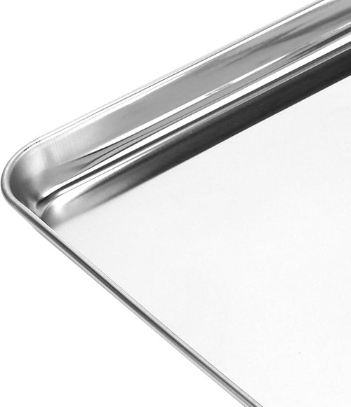 LEXININ Stainless Steel Baking Sheets - 4-Piece Cookie Pan Set, 17 x 12 x 1 Inch, Silver Finish