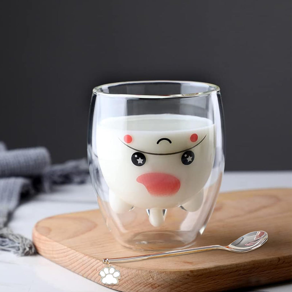 Binoster Unicorn Mug Cute Mugs Glass Double Wall Insulated Glass Espresso Cup, Coffee Cup, Tea Cup, Milk Cup, Kawaii Gifts, for women girls friends, Christmas Birthday (Unicorn)