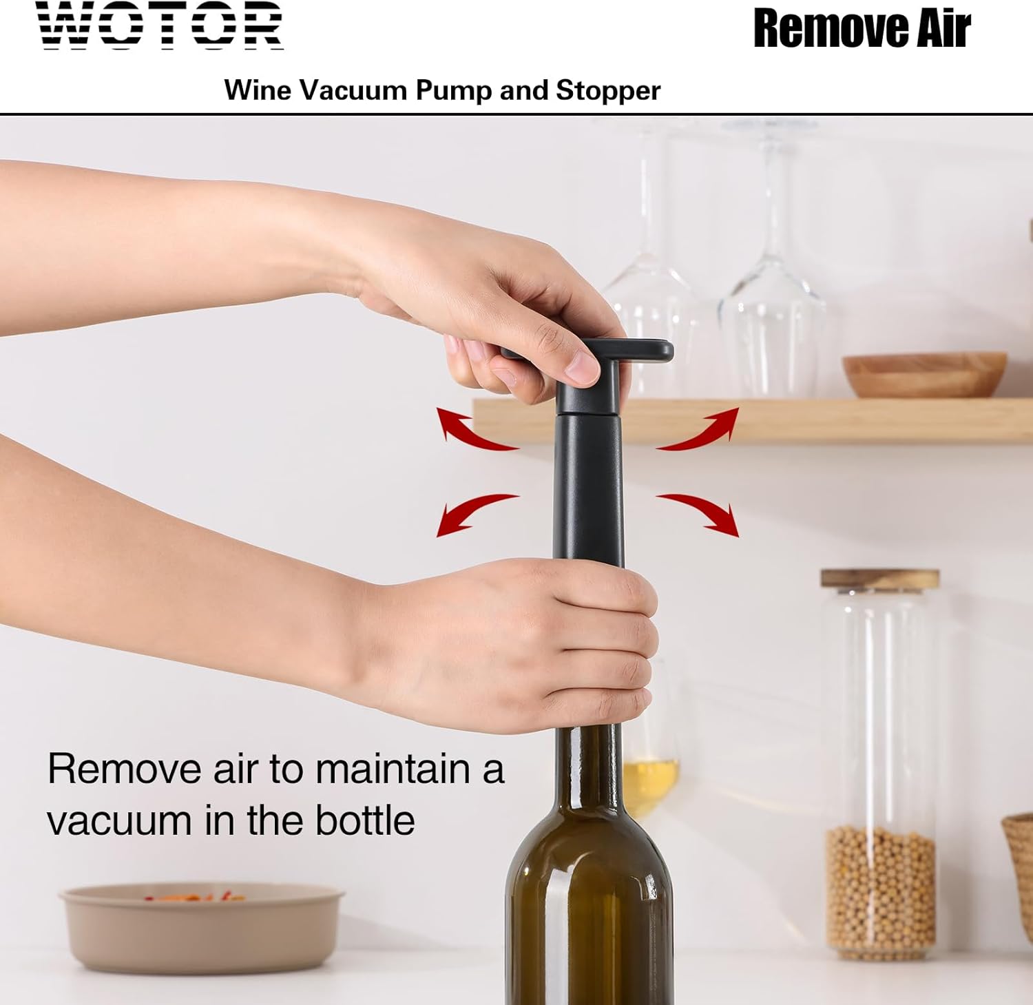 WOTOR Wine Saver Vacuum Pump with 20 Stoppers, Reusable Bottle Sealer Keeps Wine Fresh
