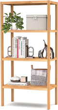 FoverOne 4 Tier Shelving Unit, Bamboo Book Shelf Bookcase Storage Shelf for Bathroom Kitchen Living Room