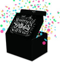 FETTIPOP Exploding Confetti Gift Box - Premium Black Surprise for Happy Birthday | 7.2x5.5x4.3 in.