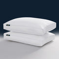Serta Hotel Collection Pillows Queen Size Set of 2 White Goose Feather Down Fiber Gusseted 100% Cotton Pillow for Back, Stomach or Side Sleepers