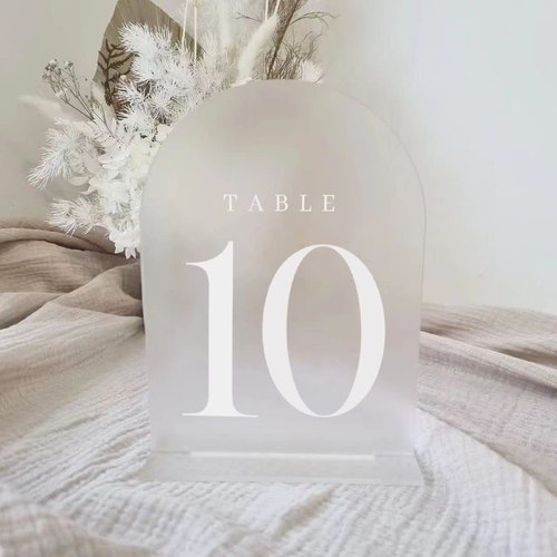 JINMURY Frosted Arch Table Numbers for Wedding, 30 Pack 5"x7" Frosted Arch Acrylic Signs with Stand Acrylic Table Numbers 1-30, Perfect for Wedding Reception