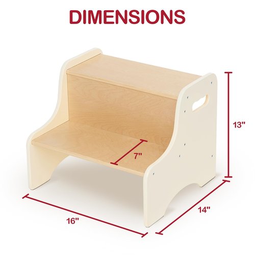 Monläurd® Wooden Toddler Step Stool – 2-Step Kids Stool with Handles for Bathroom Sink, Kitchen, Potty Training – Sturdy Wood Construction, Easy to Carry, for Boys and Girls