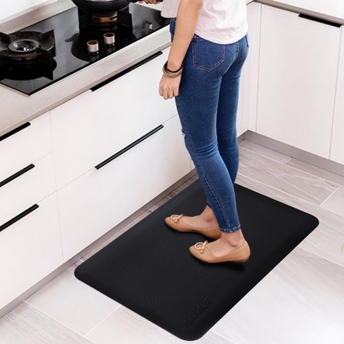 Rocelco 2 Pack Anti Fatigue Standing Floor Mat, 32"x20" - Heavy Duty Ergonomic Cushioned Comfort Foam - Waterproof Non-Slip Kitchen Rug for Home Office Kitchen Laundry - Black (R MAFM-2PK)