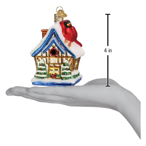 Old World Christmas Cardinal Birdhouse Glass Blown Ornament for Christmas Tree