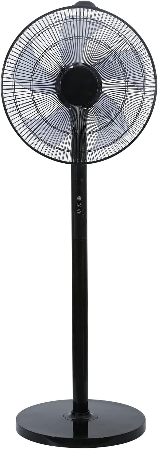 Simple Deluxe 16-Inch Stand Fan - Height Adjustable Pedestal Fan with Remote Control | 90-Degree Oscillation, Black