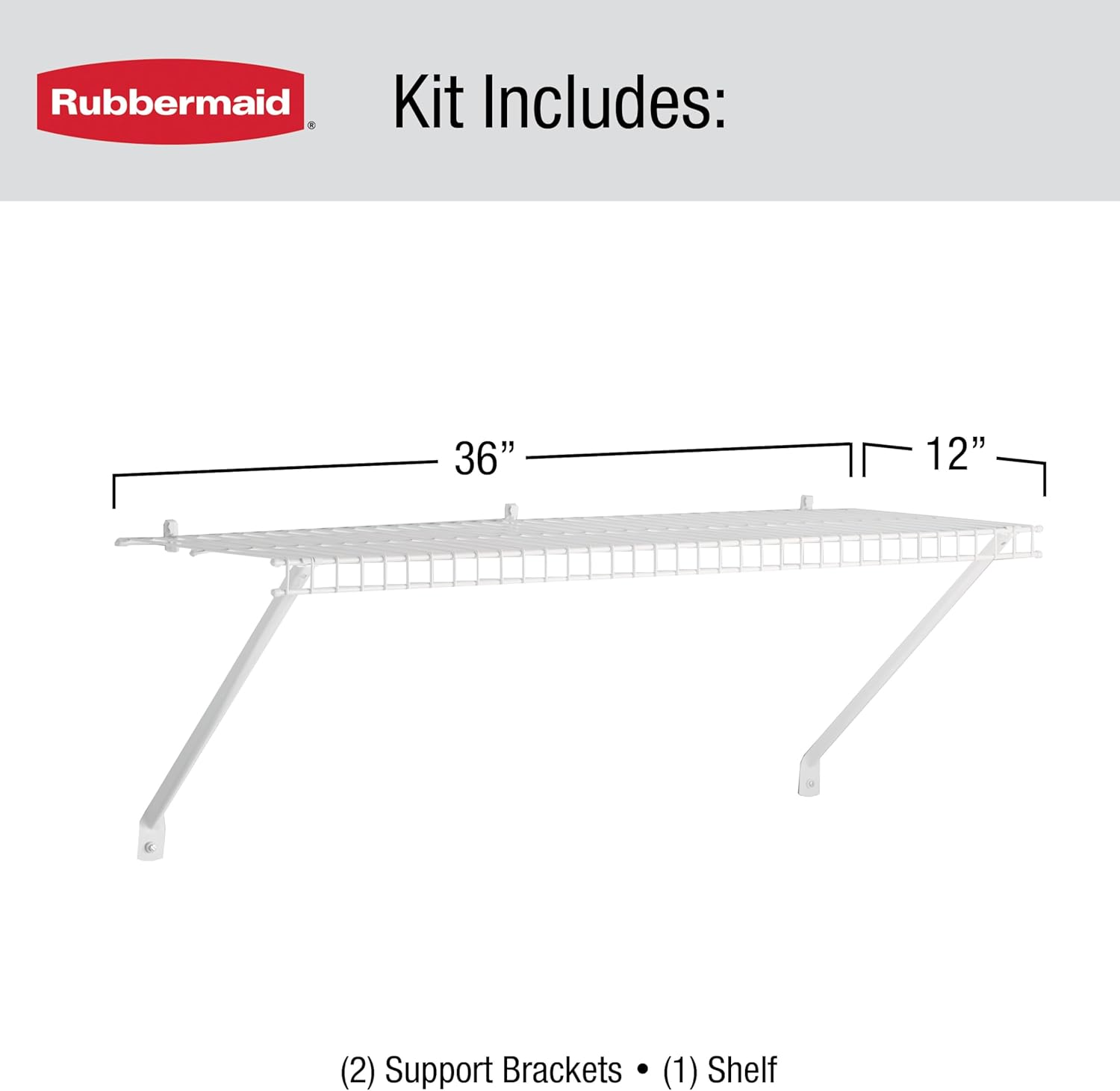 Rubbermaid Direct Wall Shelf - 3 Ft. Wide Wire Shelving Organizer with Mounting Hardware | White for Home & Laundry