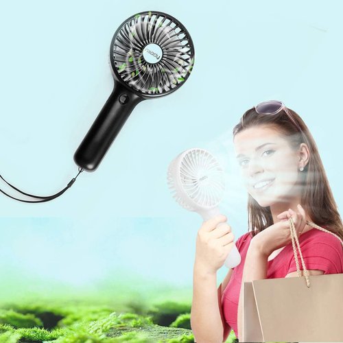 Miady Portable Handheld Fan - 5000mAh Mini USB Fan with 3 Speed Settings | 7-20 Hours Runtime for Travel & Office