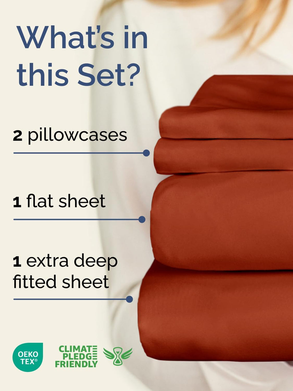 Skiennix Extra Deep Twin XL Sheet Set - 4-Piece Breathable Cooling Bedding - Soft, Wrinkle-Free Terracotta