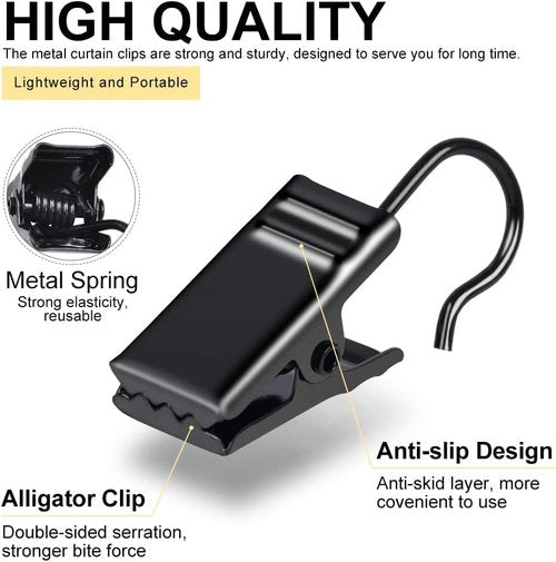 Metal Curtain Clips by [Brand Name] - 100 Pack for Party Decor, Photo Hanging & Crafts | Black