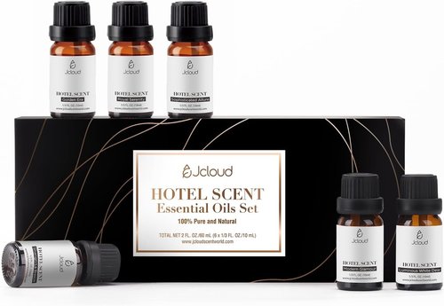 JCLOUD Essential Oil Diffuser Set - 6 Luxury Hotel-Inspired Aromatherapy Oils | 10mL Each for Home Use