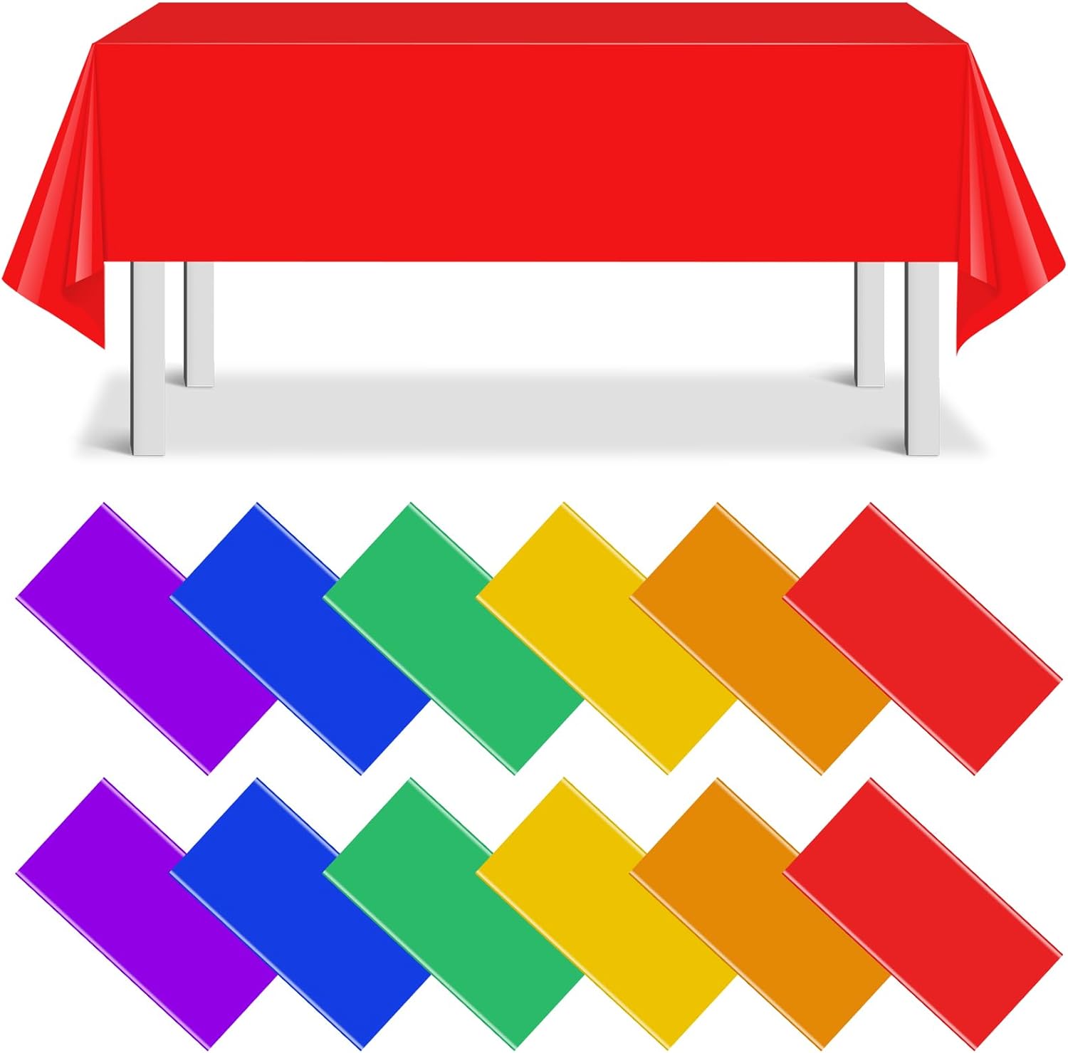 Regine Switzerland Disposable Plastic Tablecloths - 12 Pack Assorted Colors | 54 x 108 Inch for Parties & Events