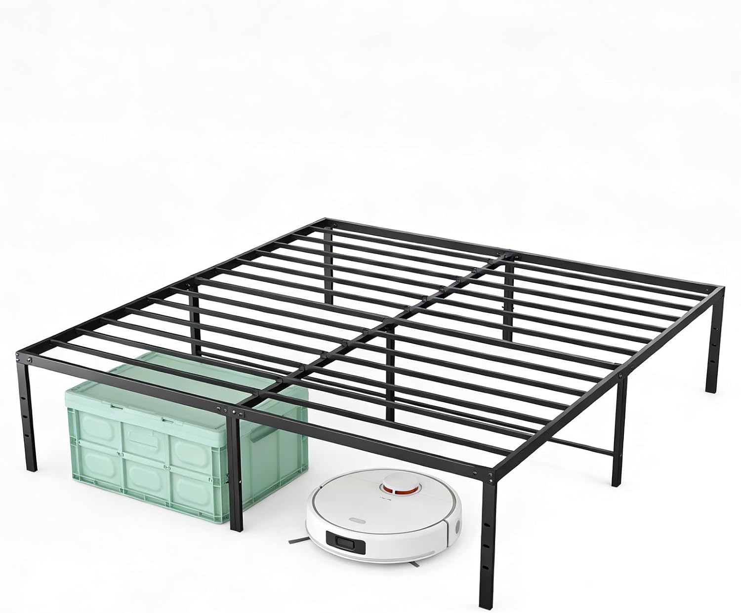 Sweetcrispy 18-Inch Platform Bed Frame - Heavy Duty Metal Foundation with Noise-Free Steel Slats | Underbed Storage, No Box Spring Needed