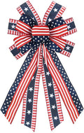 ABTOLS Patriotic Wreath Bows - Large Red, White & Blue Stars and Stripes for Indoor/Outdoor Decor