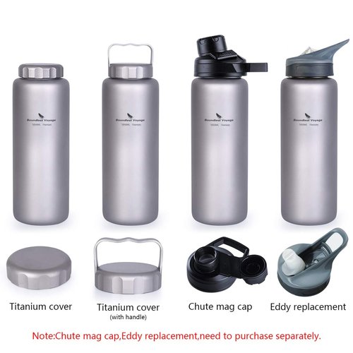 iBasingo 1050ml/35.5 oz Titanium Water Bottle with Handle Outdoor Leak-Proof Wide Mouth Sport Drinking Bottle Camping Tea Coffee Canteen Kettle for Hiking Climbing Running A-Ti3006D