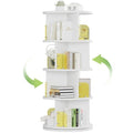 VECELO 4-Tier Rotating Bookshelf, Small Corner Bookshelf for Small Space, 360 Display Floor Standing Bookcase Storage Rack, Wood Narrow Book Shelf Organizer for Bedroom, Living Room, White