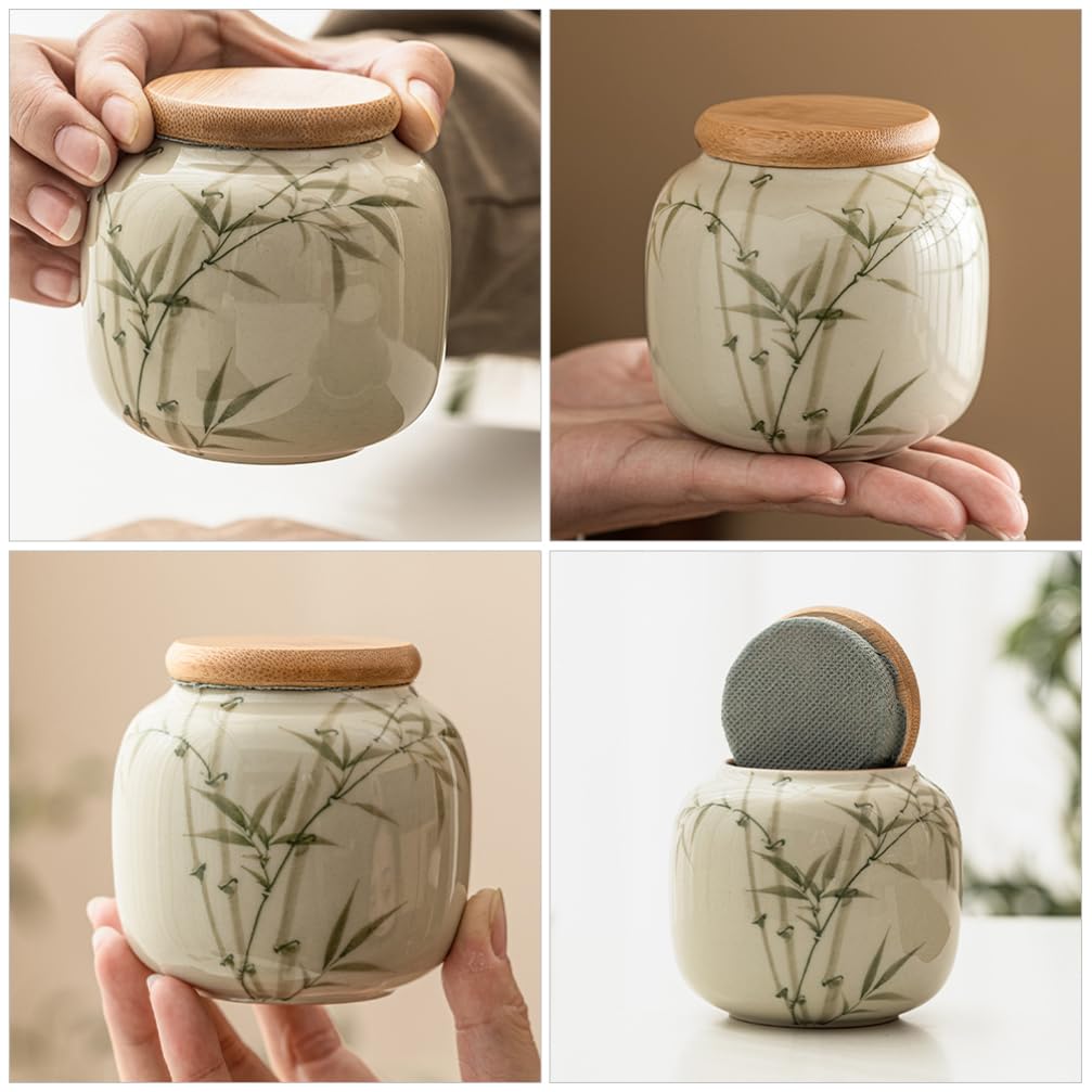 MAGICLULU 2Pcs Ceramic Tea Jars with Airtight Seals Decorative Loose Leaf Tea Containers for Kitchen Storage 3.22X3.14X1.88In Home Use Panda Design