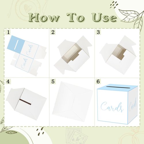 WNINK White and Blue Card Box for Parties, Weddings, Birthdays, Bridal & Baby Showers, Anniversaries, Graduations & Retirements Party Decorations – Cards, Raffle, Wishes & Money Card Boxes