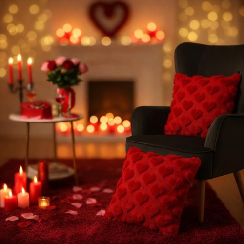 Braw cover Romantic Heart Throw Pillow Covers 18x18 (Pack of 2) - Wedding Cushion Covers - Sweetheart Decorative Pillowcases for Bridal Shower & Couple's Room