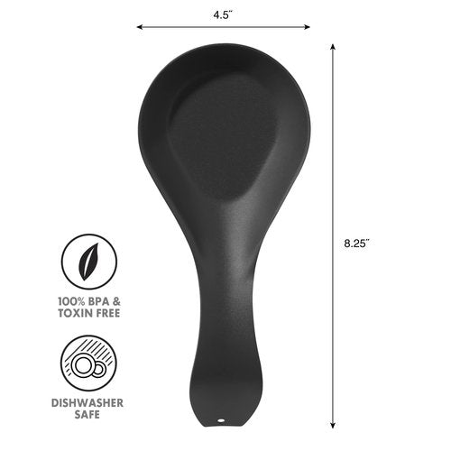 OGGI Stainless Steel Spoon Rest- Long Handle Holds Kitchen Utensils in Place, Great Spoon Rest for Counter, Stove Top, or Coffee Station; Kitchen Accessories, Utensil Rest, Black