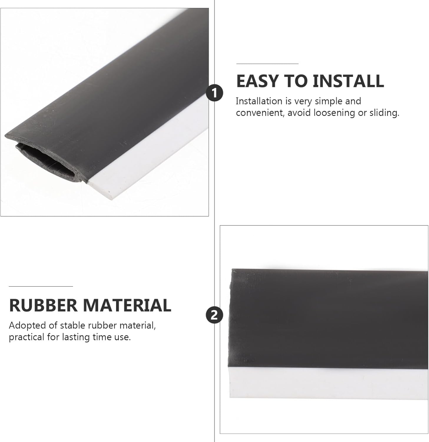 Skiennix 4Pcs Dustpan Rubber Lip Replacement Strips - Easy Installation for Efficient Cleaning | Soft Black