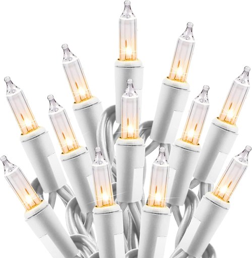 Minetom Clear Christmas Lights Set - 100 Count Mini String Lights for Indoor Decor | 20 Feet White Wire