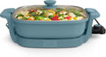 Bella Make & Take Electric Skillet - Adjustable Temperature, Dishwasher-Safe Lid, 1200 Watt, Surf Color