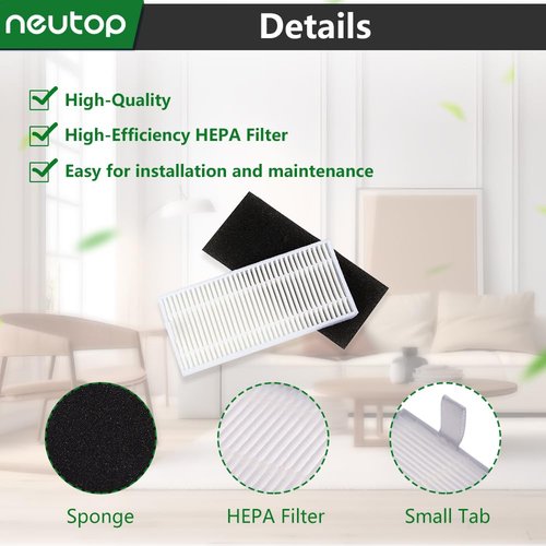 Neutop Replacement Filters Compatible with Ecovacs Deebot N79S N79 DN622 DN622.11 DN622.31 N79W N79se Deebot 500 DC3G and Yeedi K600 K700, Robot Vacuums, 9-Pack.