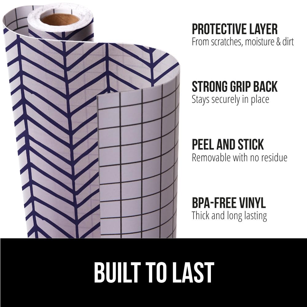 GORILLA GRIP® Peel and Stick Paper, Removable Cover for Books, Shelves, Countertops, Drawers, Cabinets and Crafts, Easy Install Kitchen Decor, Shelf, Drawer, Cabinet Liners, 17.5 in x 10 FT Blue White