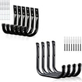 KURUI Heavy Duty Garage Hooks - 6Pcs 3.5" & 4Pcs 8" Ladder Hooks for Tools & Cords | Black Wall Mount