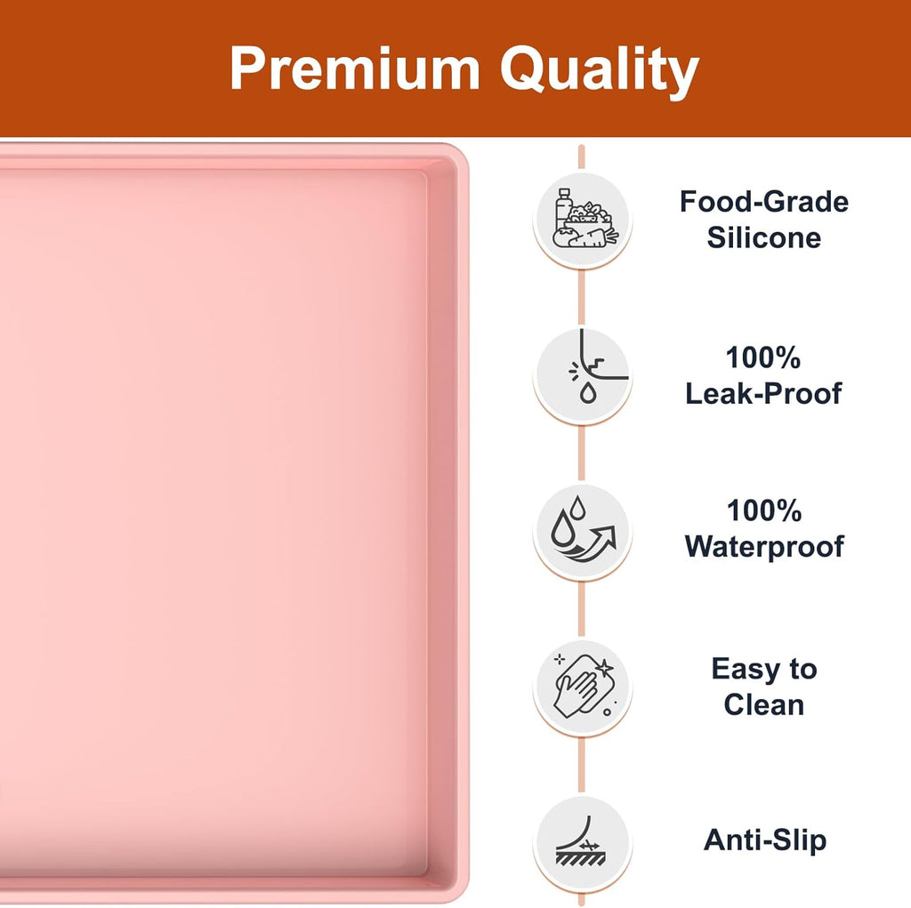 Ukeetap Extra Thick Silicone Mat - Waterproof Under Sink Mat for Kitchen & Bathroom | 34" x 22", Pink
