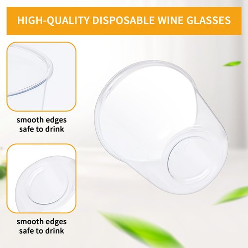 RMERVE Disposable Stemless Glasses 12oz Crystal Plastic Cups Disposable Cold Party Drinking Cups Wine Glasses for Meeting Weddings Birthdays Cocktail Christmas Party Supplies (Clear, 100 Pcs)