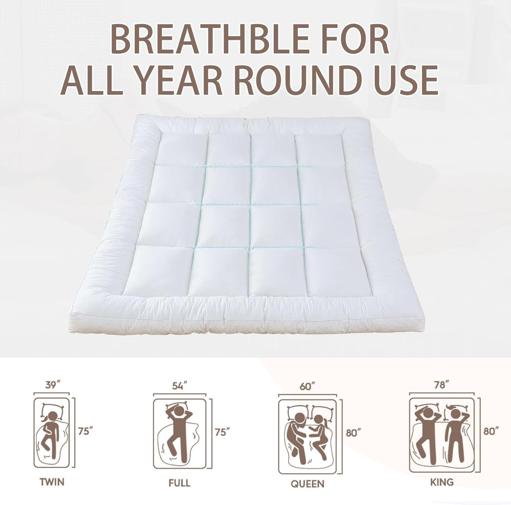 WhatsBedding 5-Inch Memory Foam Mattress Topper - Queen Size for Back Pain Relief | Soft & Breathable Support