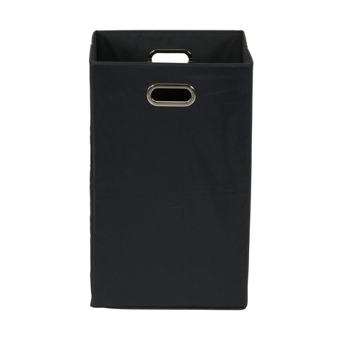 Household Essentials GEN Folding Laundry Hamper, Grommet Handles, Sturdy Fiberboard with Polyester Lining, Quick Set-Up, Squared Shape Saves Space, Black