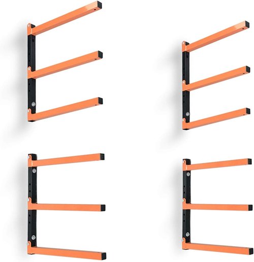 Homydom Garage Shelving - Heavy-Duty Wood Rack for Lumber Storage | 3-Level, 4-Pack, Wall-Mounted
