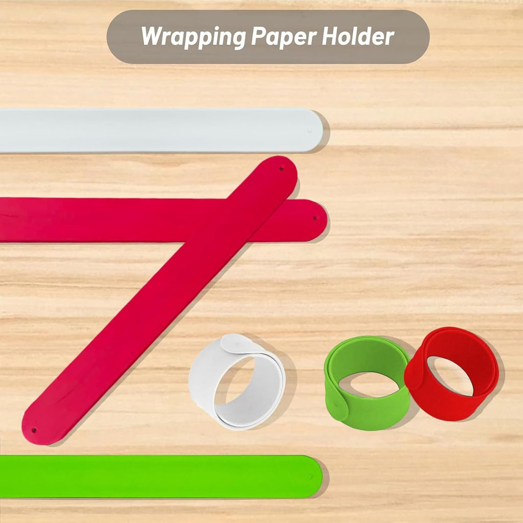 REDANHA Wrapping Paper Holder - 12 Silicone-Covered Metal Strips for Gift Storage | Red, White, Green