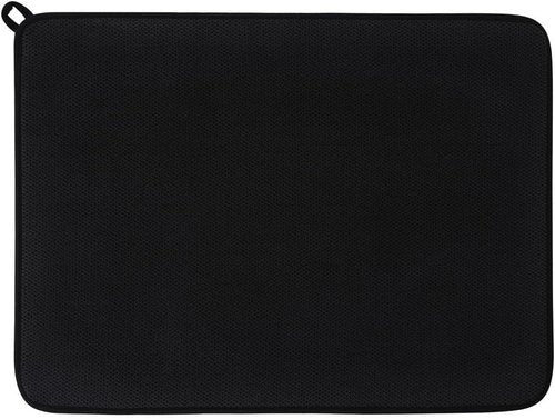 Microfiber Dish Drying Mat by [Brand Name] - Ultra-Absorbent Kitchen Counter Pad, Large Black 15"x20" (50x38cm)