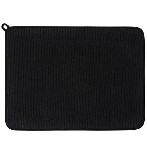Dish Drying Mat, Microfiber Ultra-Absorbent Kitchen Counter Mat, Ideal Dish Drying Pad for Dishes, Utensils, Pots, and Pans, Black, Small - 16"x12" (40x30cm).