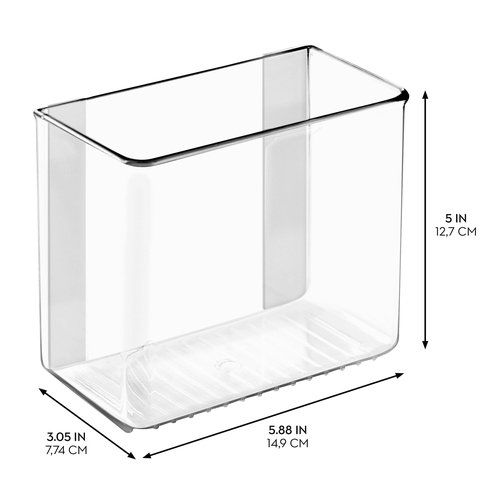 iDesign Adhesive Organizer Bin - Damage-Free Hanging for Kitchen, Bathroom, or Office - Set of 2 - Clear