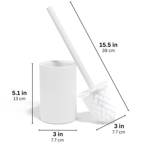 Yew Design Matte White Toilet Bowl Brush for Bathroom with Holder - Bathroom Cleaner Scrubber with Sleek Design, Sturdy, and Durable Bristles