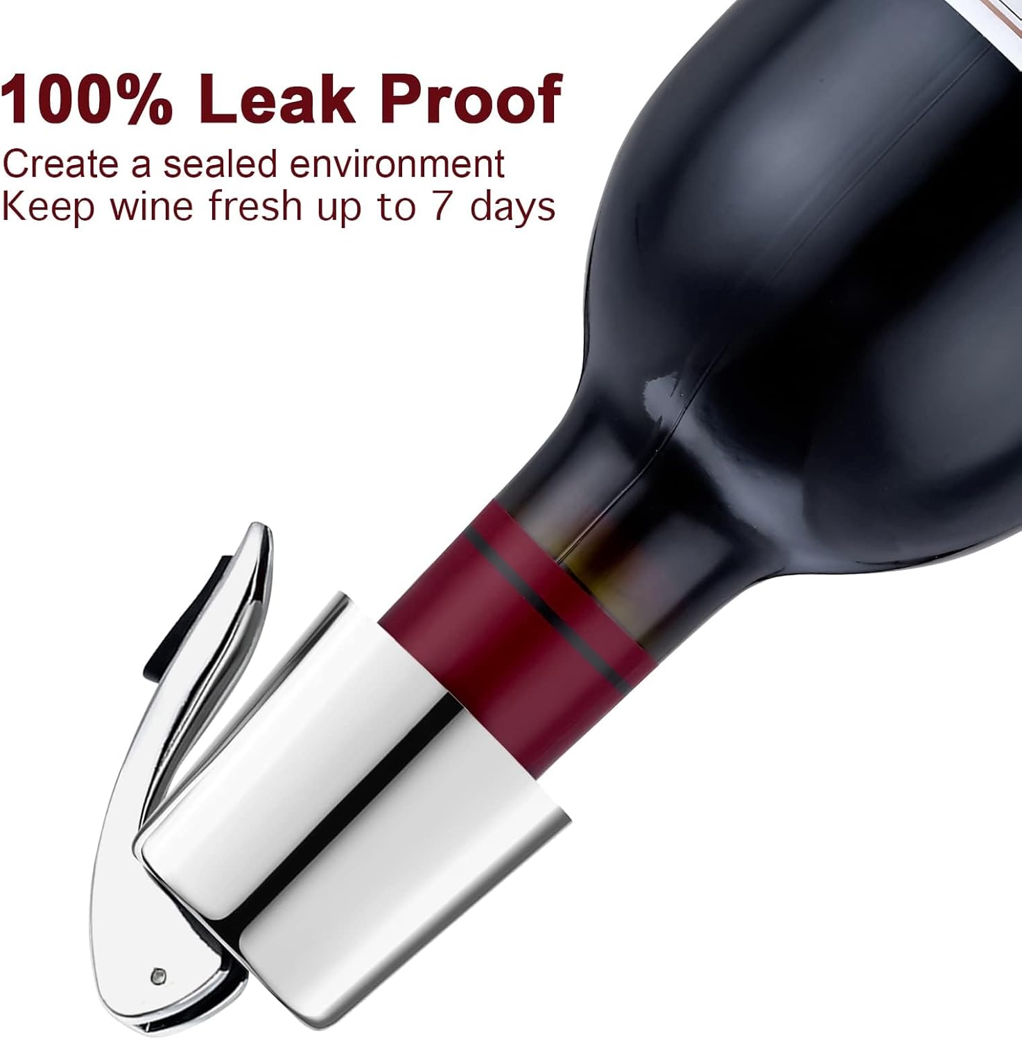 Wine Stoppers for Wine Bottles with Stainless Steel Vacuum Wine Bottle Stopper with Silicone Reusable Wine Corks, Leak proof Keep Fresh Suitable for Red&White Bottle (Silver, 3 Pack)
